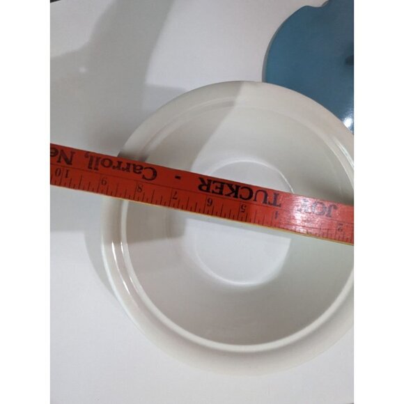 Vintage MCM bowl with lid serving soup teal blue lid 9.25 inch bowl - Picture 9 of 9